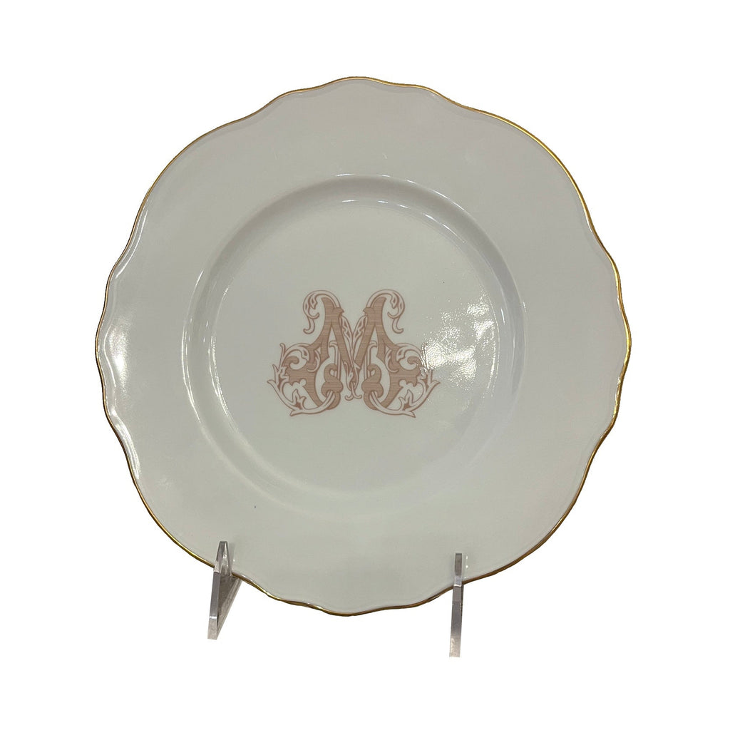 BMH - Monogrammed Gold Rim Scallop Dessert/ Salad Plate