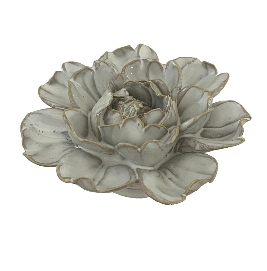 BMH- Coastal Ceramic Flower White Ivory Rose