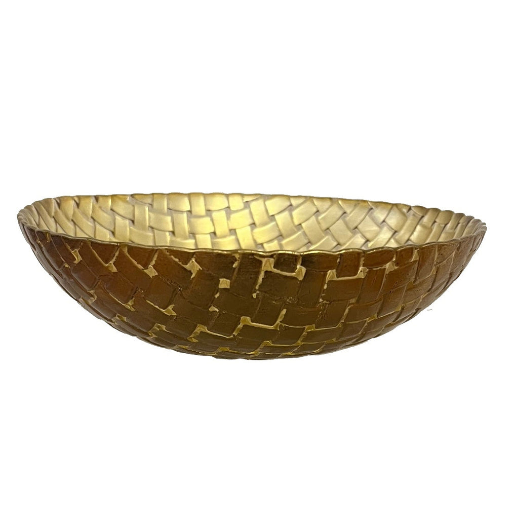 BMH - Gold Glass Wicker Dish