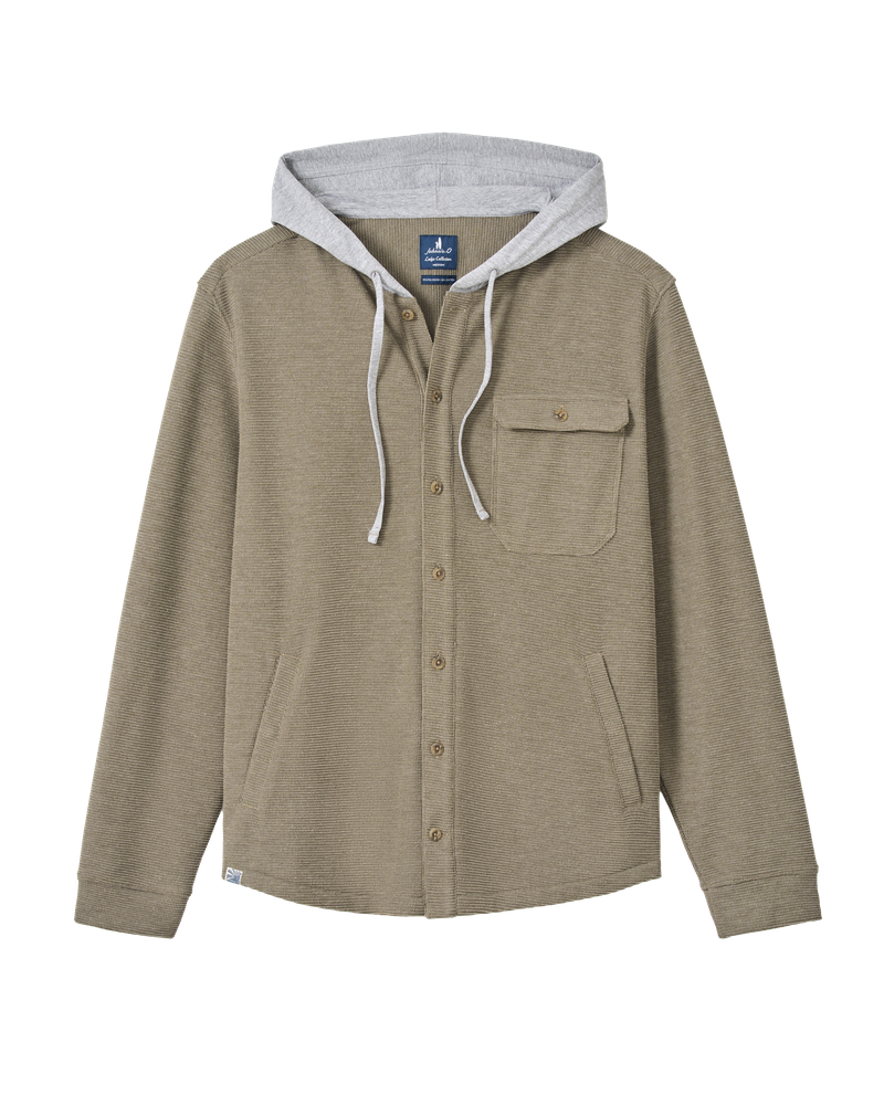 Jersey Hood Shacket - Tan