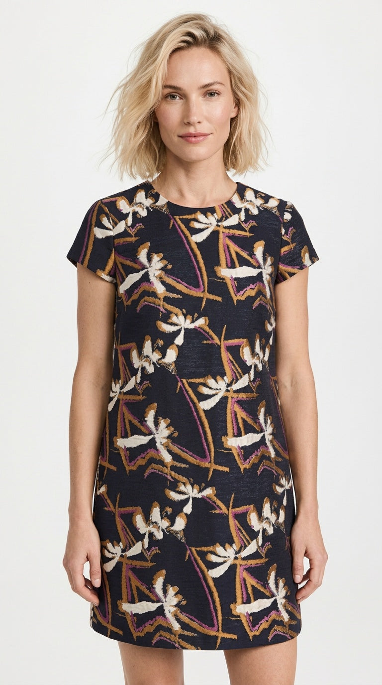 Jewel Neck Dress - Kyoto Jacquard