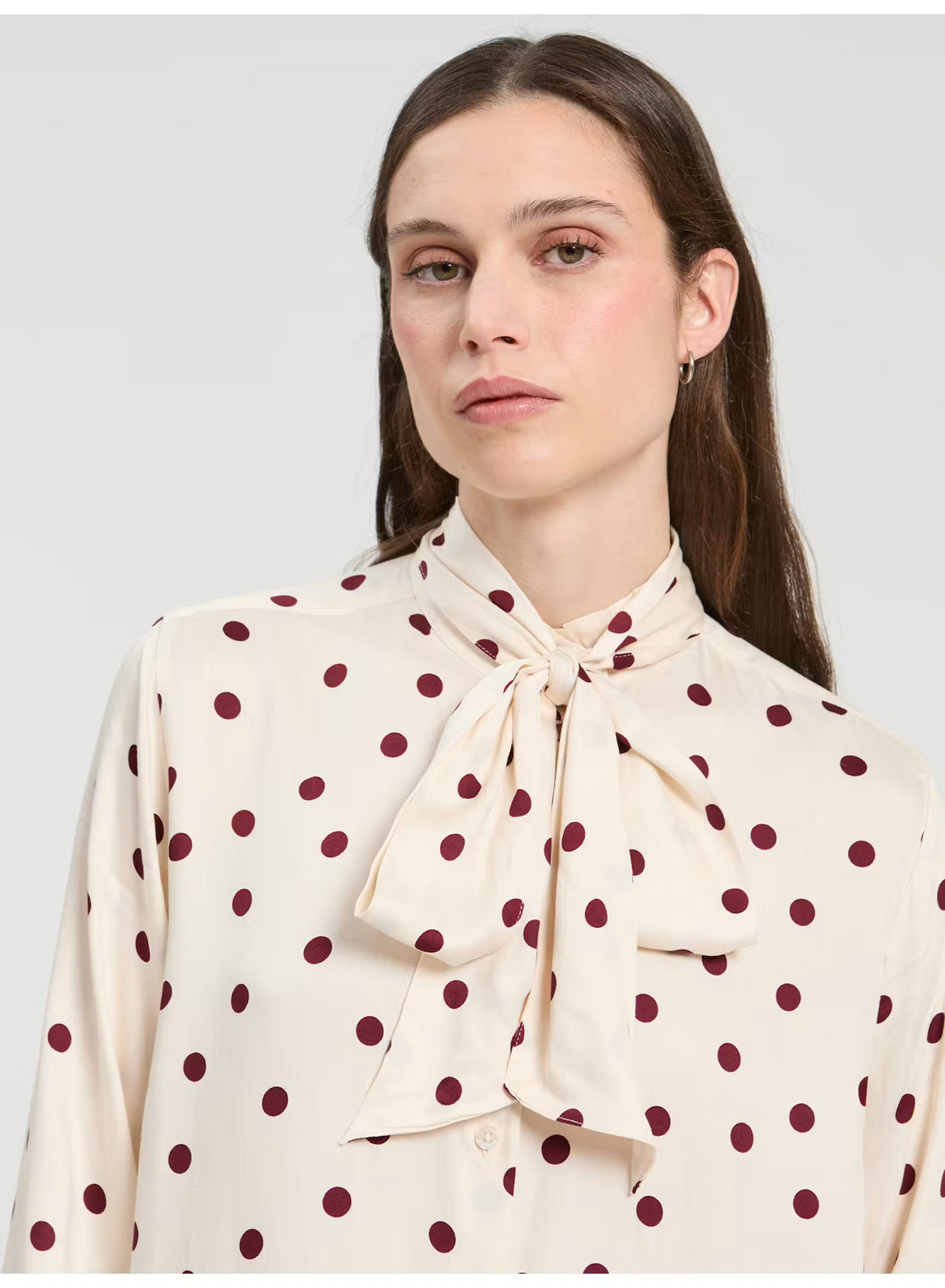 Diana Polka Dot Blouse - Ivory/Crimson