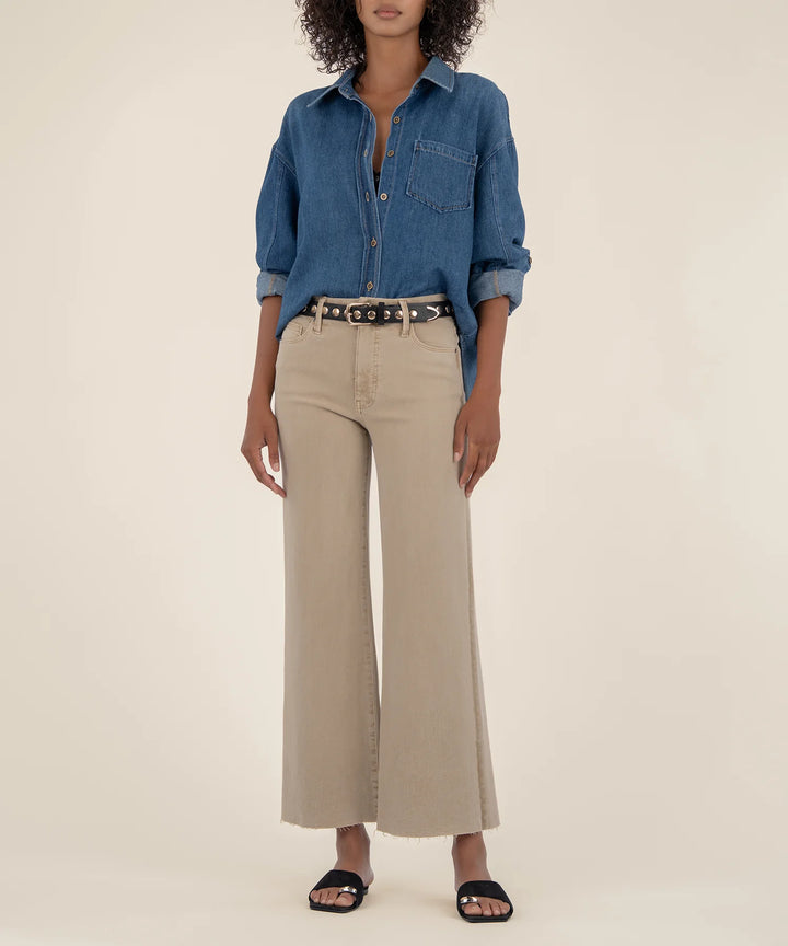 Meg High Rise Wide Leg - Biscuit