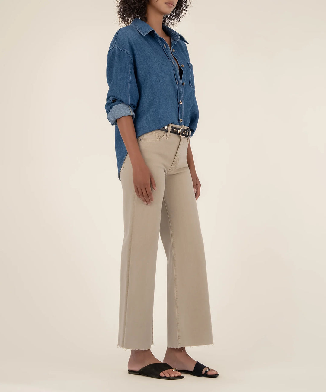 Meg High Rise Wide Leg - Biscuit
