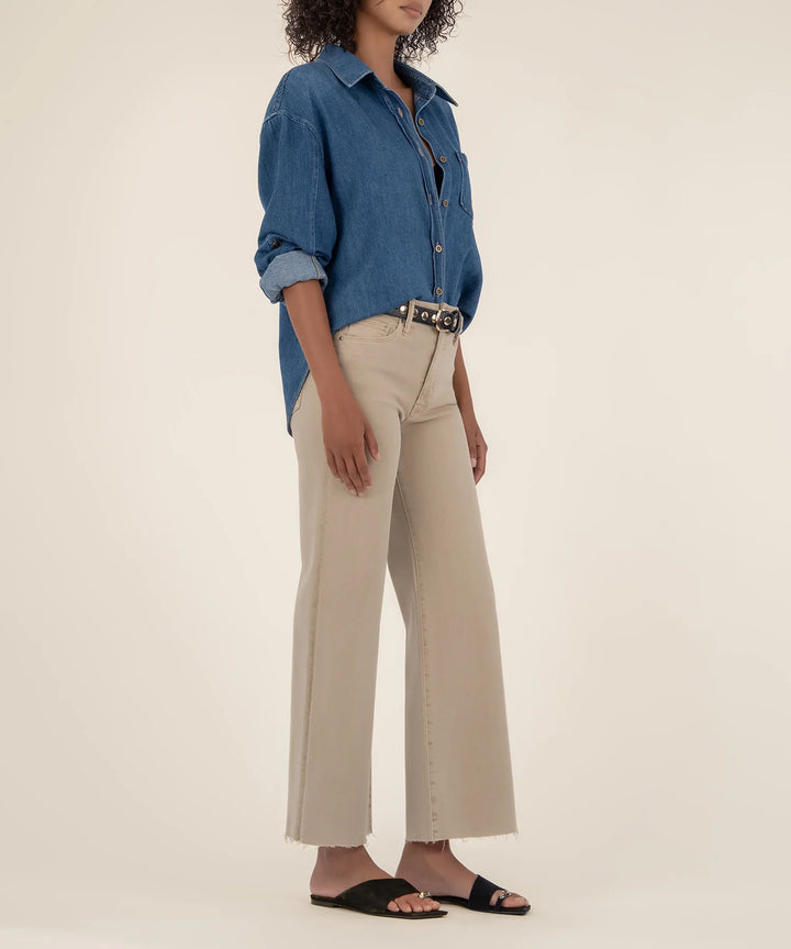 Meg High Rise Wide Leg - Biscuit