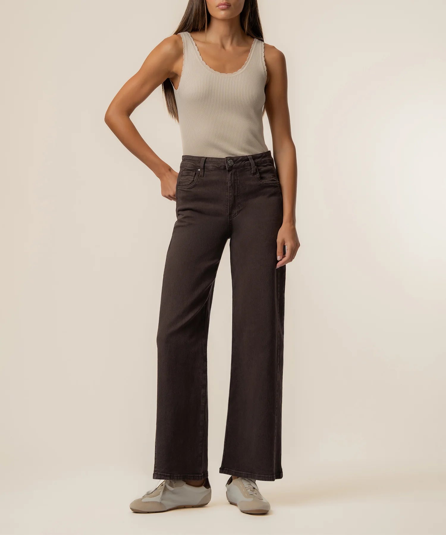 Meg High Rise Wide Leg in Chocolate