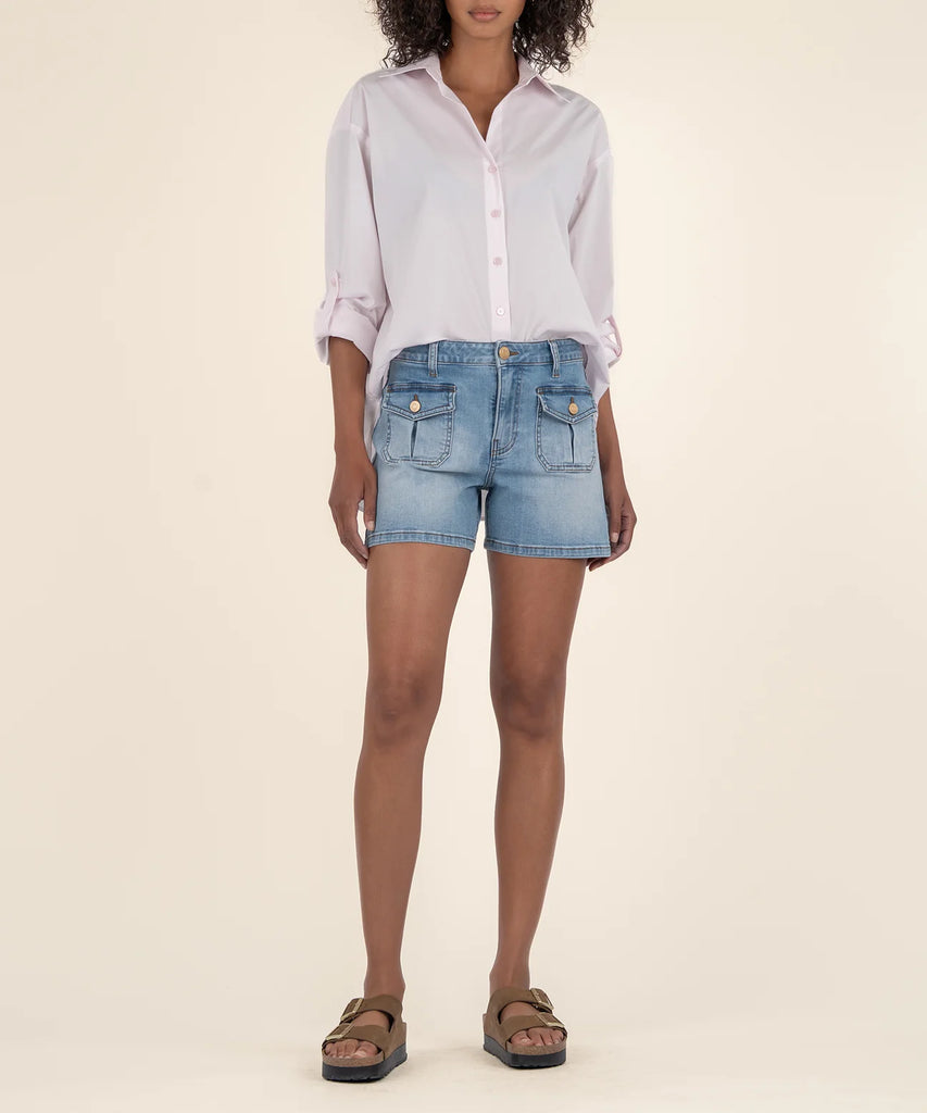 Jamie High Rose Short - Front Pleat - Flap Pocket