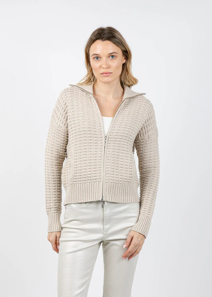 Bobble Zip Cardigan - Dune