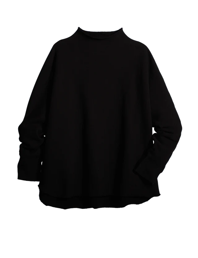 Effie Long-Sleeve Funnel Neck Capelet - Black