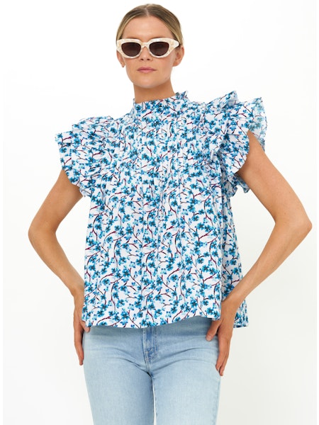 Pintuck Ruffle Top Lingon