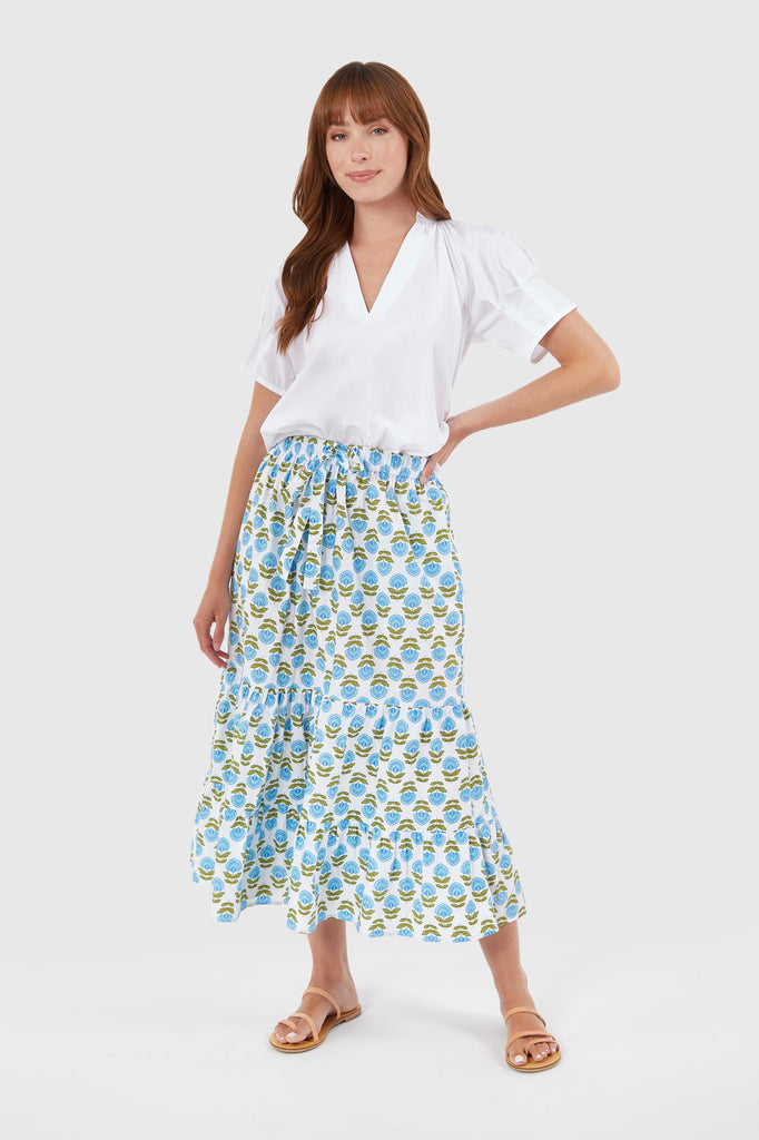 Market Skirt - Blue Motif