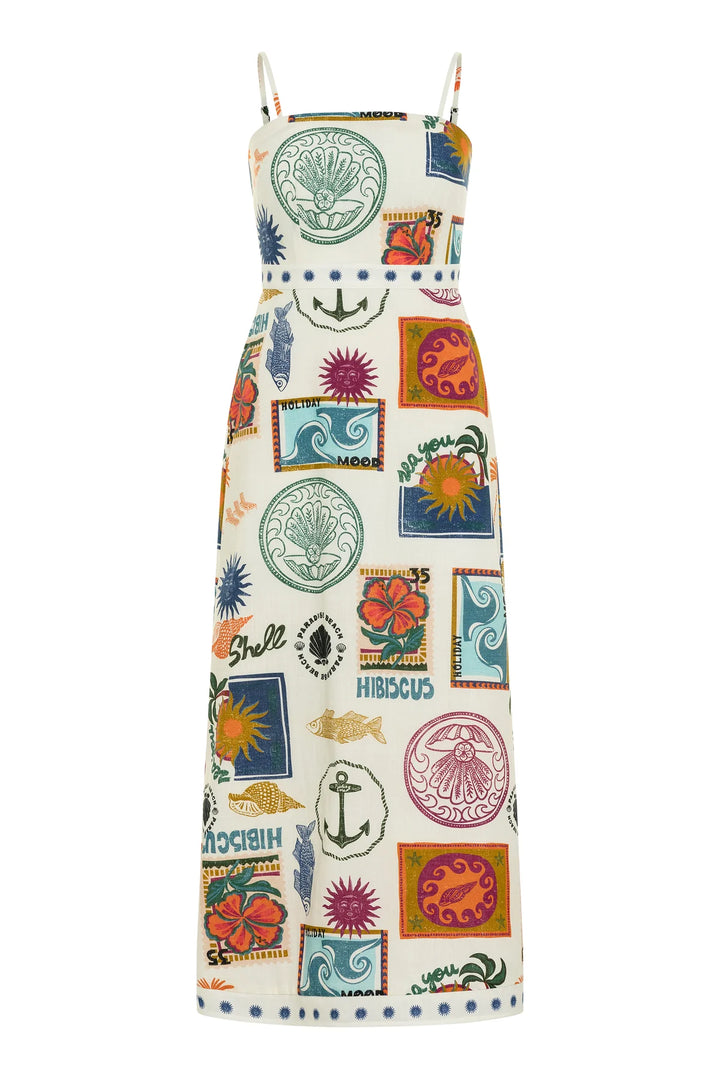 LYNN MIDI DRESS -  WHITE TROPIC