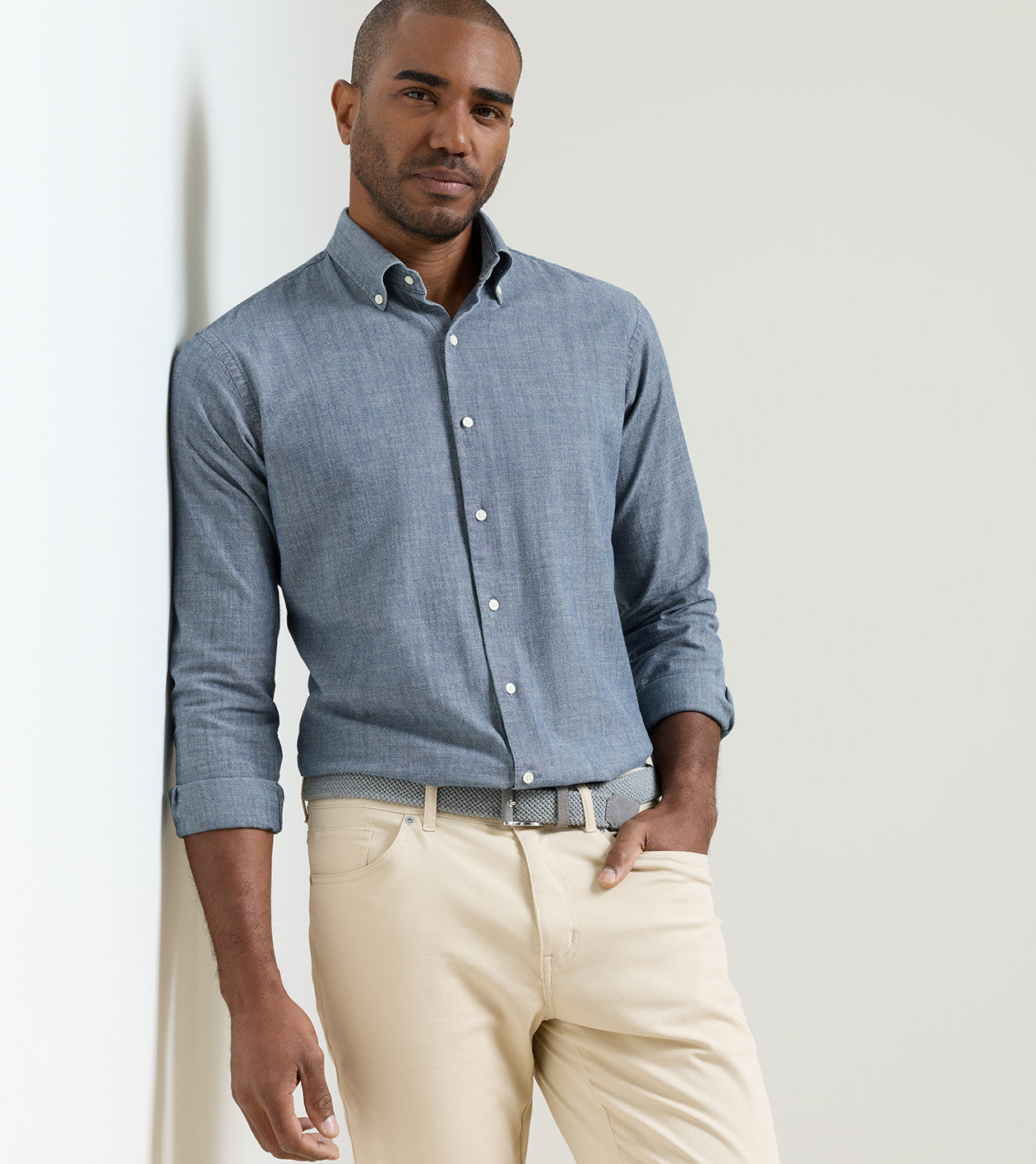 Devonport Chambray Shirt-MA26W70LTB-IND