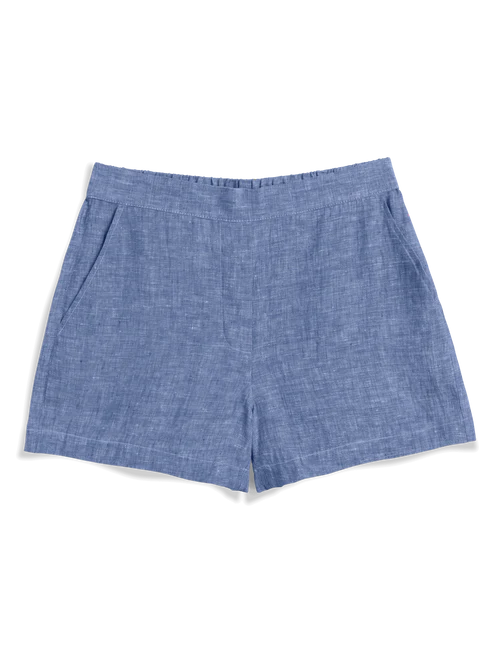 Mae Pull On Short - Navy Linen