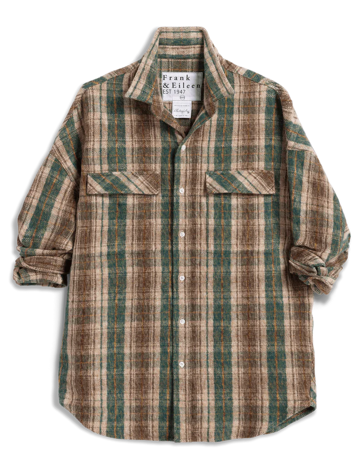 McLoghlin Utility Shirt in Green/Brown/Sand Plaid