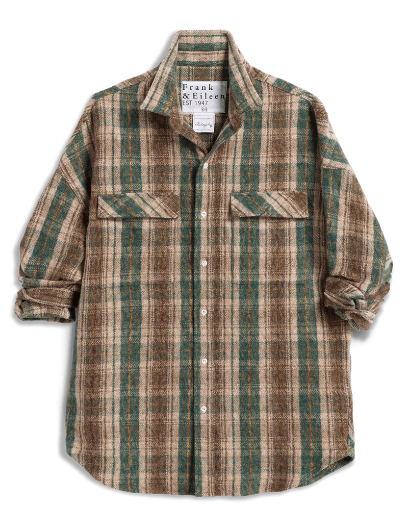 McLoghlin Utility Shirt in Green/Brown/Sand Plaid