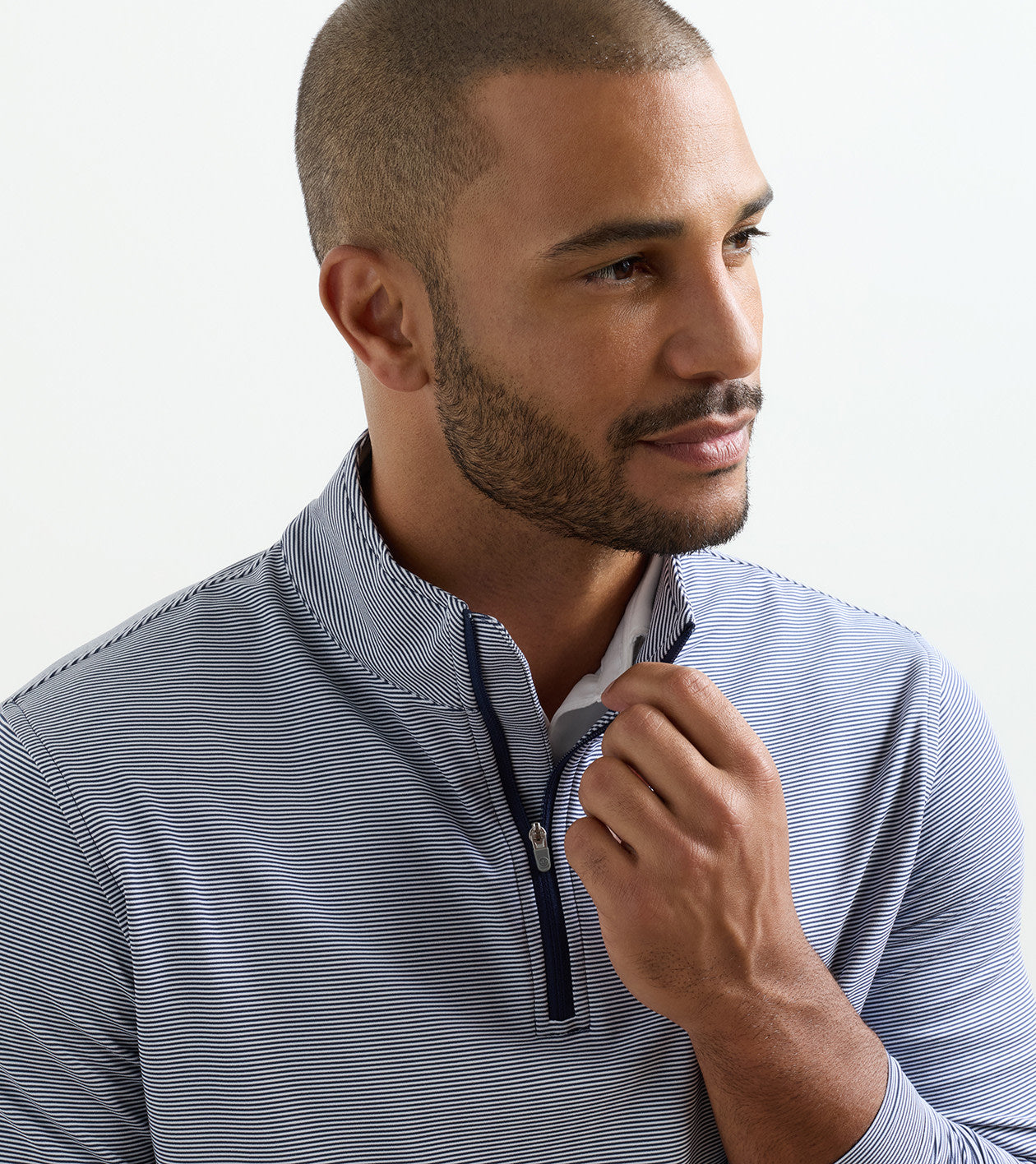 Perth Sugar Stripe 1/4 Zip-ME0EK40E-NAVY/WHITE