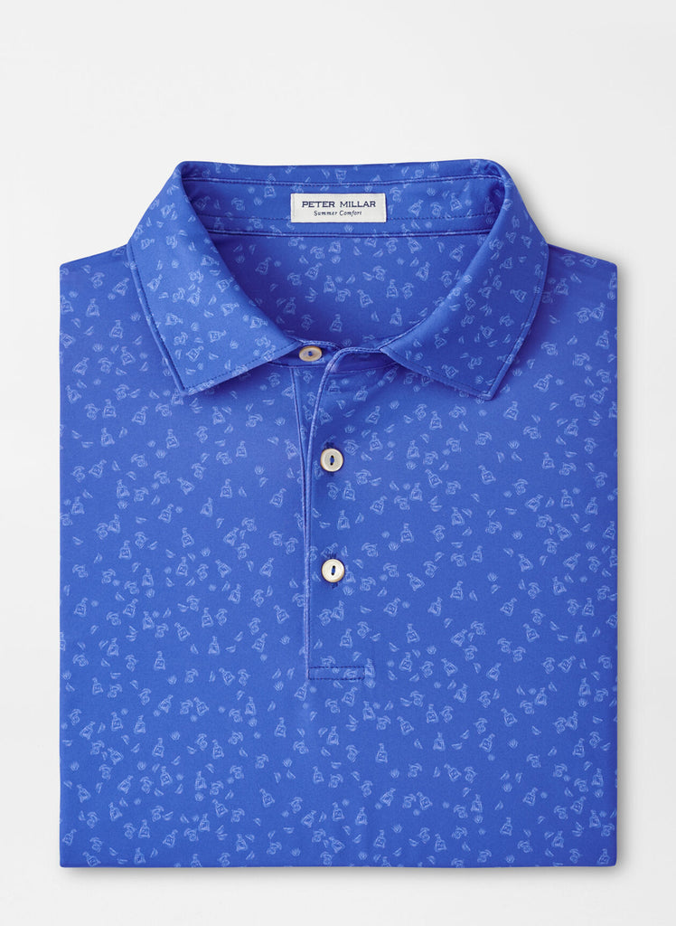Worth A Shot Performance Jersey Polo In sapphire