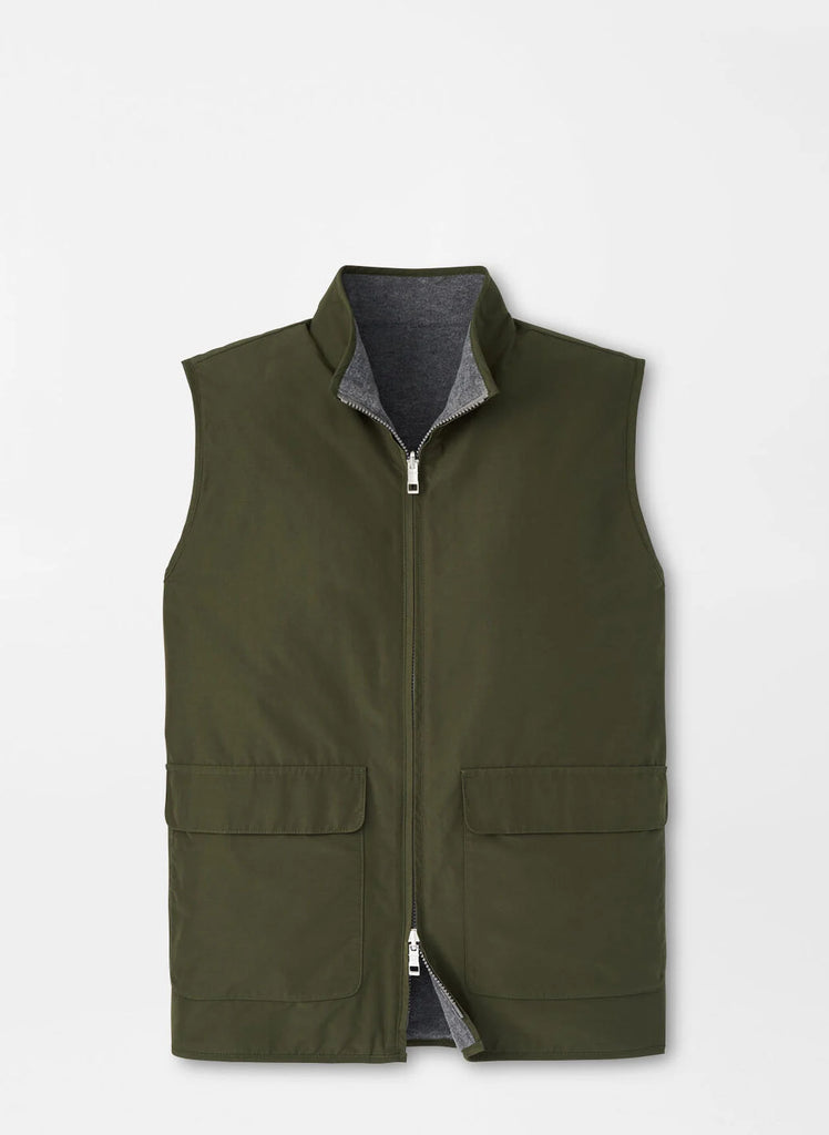 Brentwood Rev. Fleece Vest Dk Olive