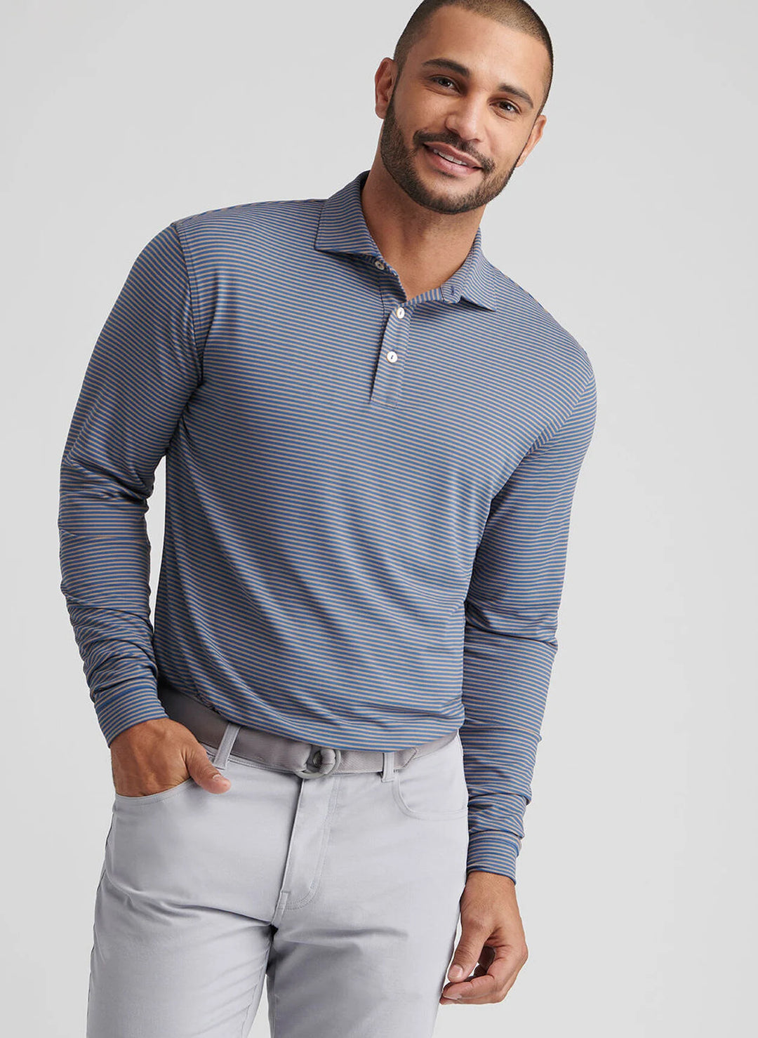 Lyons Long Sleeve Polo-MF25EK81SLS-BLUE HAZE