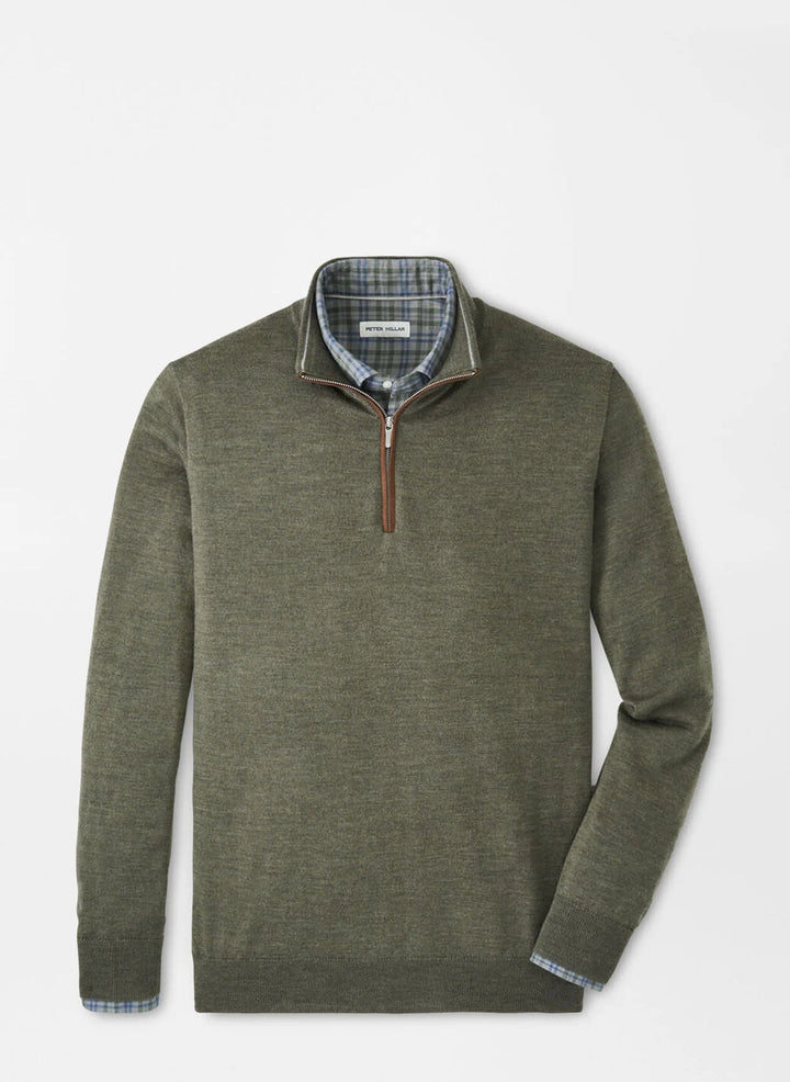 Autumn Crest Suede Trim Quarter-Zip-Basil