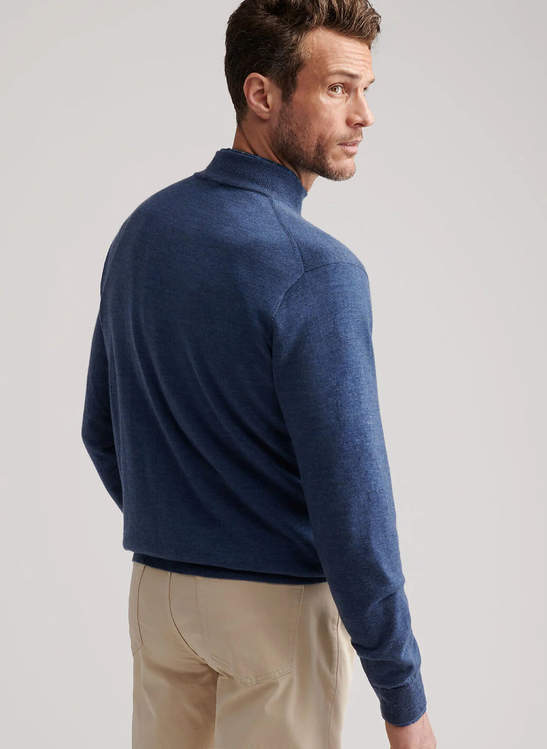 Autumn Crest Suede Trim Quarter-Zip-Blue Haze