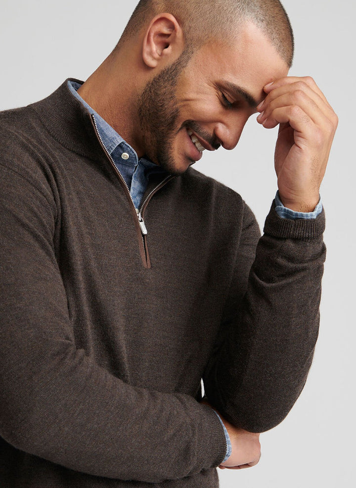 Autumn Crest Suede Trim Quarter-Zip-French Press