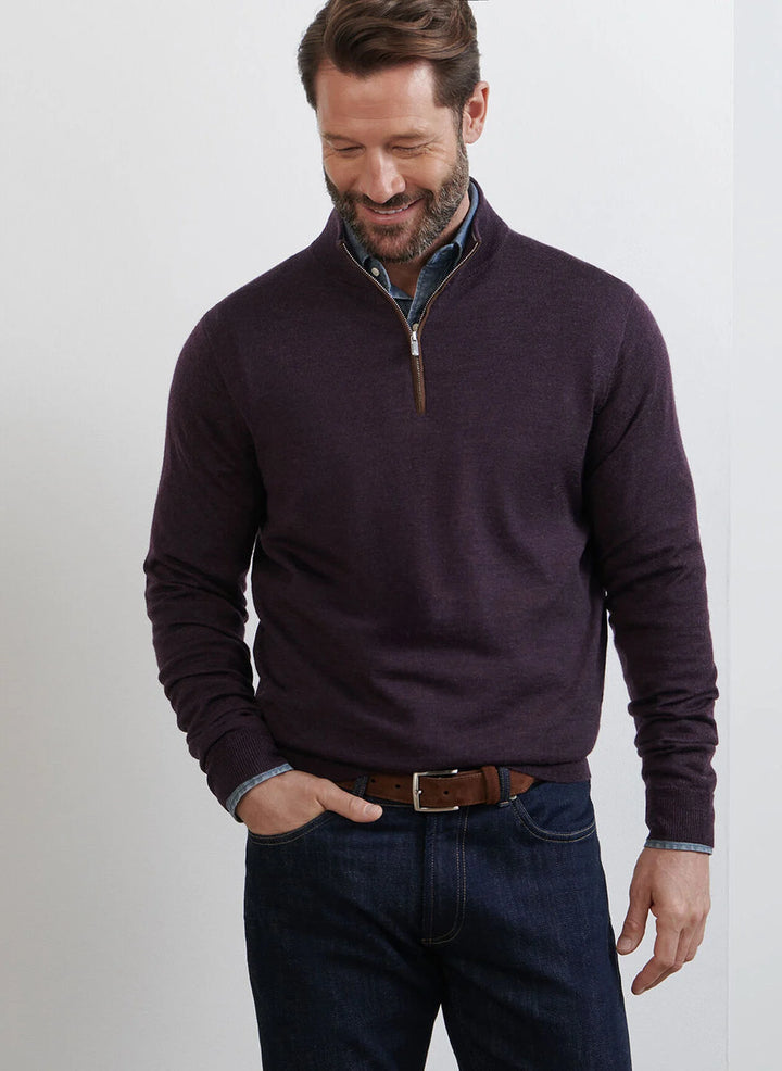 Autumn Crest Suede Trim Quarter-Zip-Midnight Grape