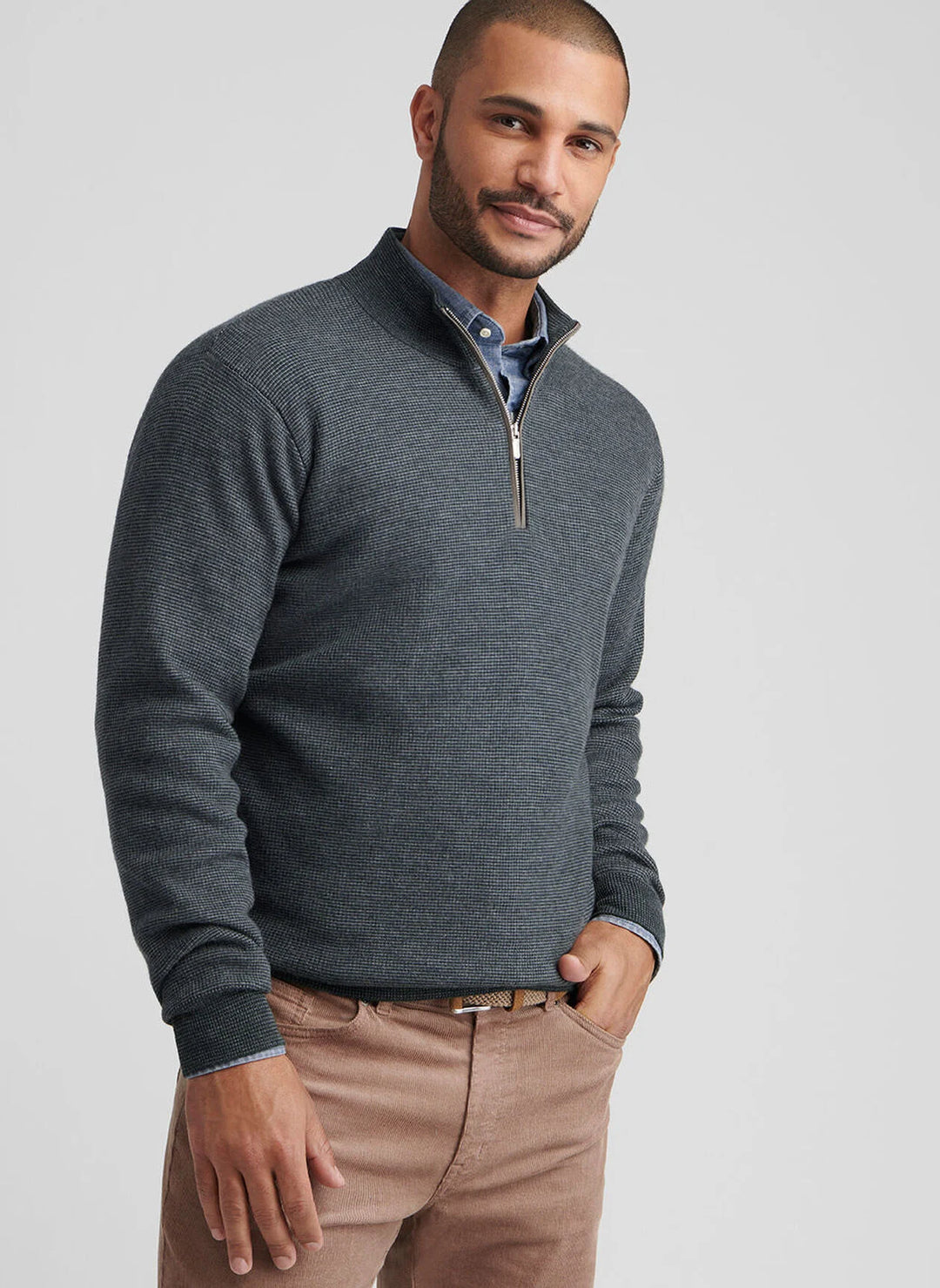 West Quarter-Zip Sweater-Deep Verdant