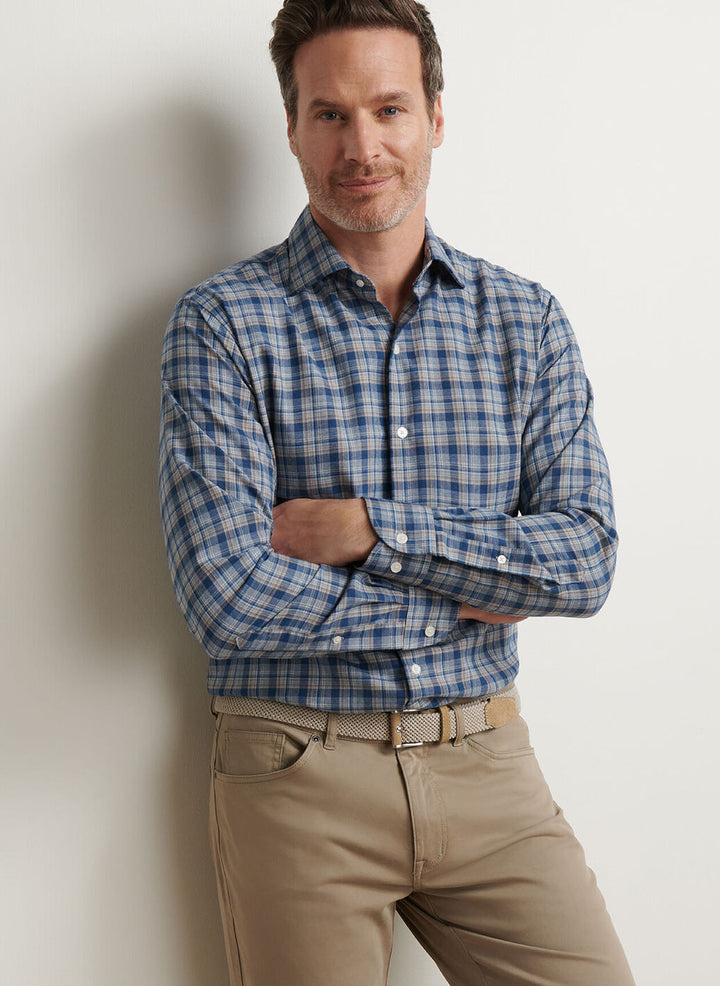 Whitecap Perf Flannel Sport Shirt-MF25W62LTS-BLUE HAZE