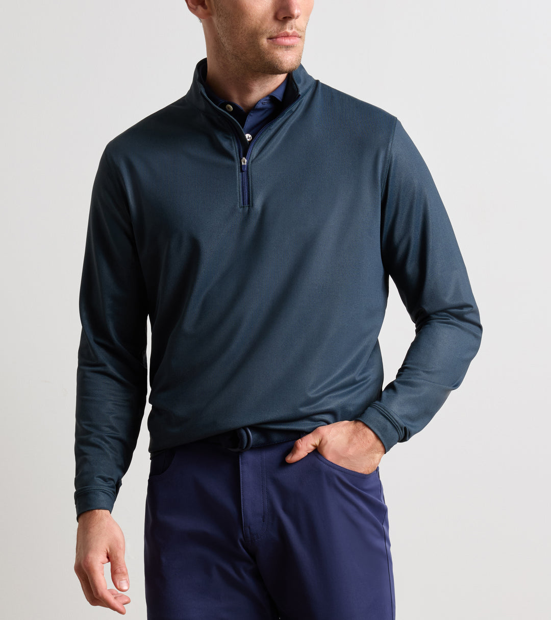 HERRINGBONE 1/4 ZIP-MF26EK40D-PNBRK