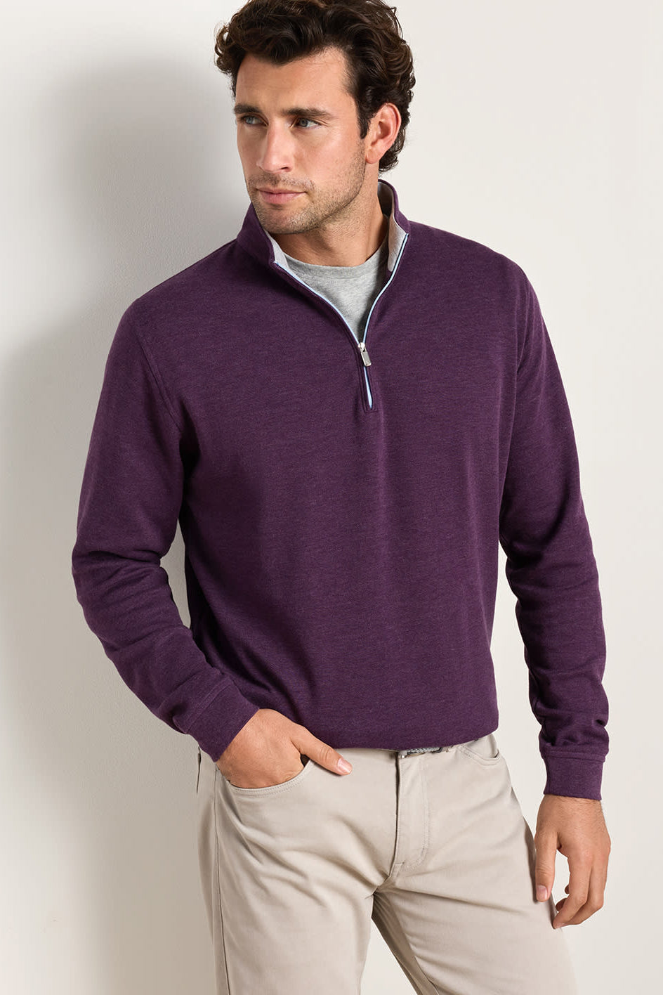 Crown Comfort Quarter-Zip Pullover-MF26K49-Grapeseed