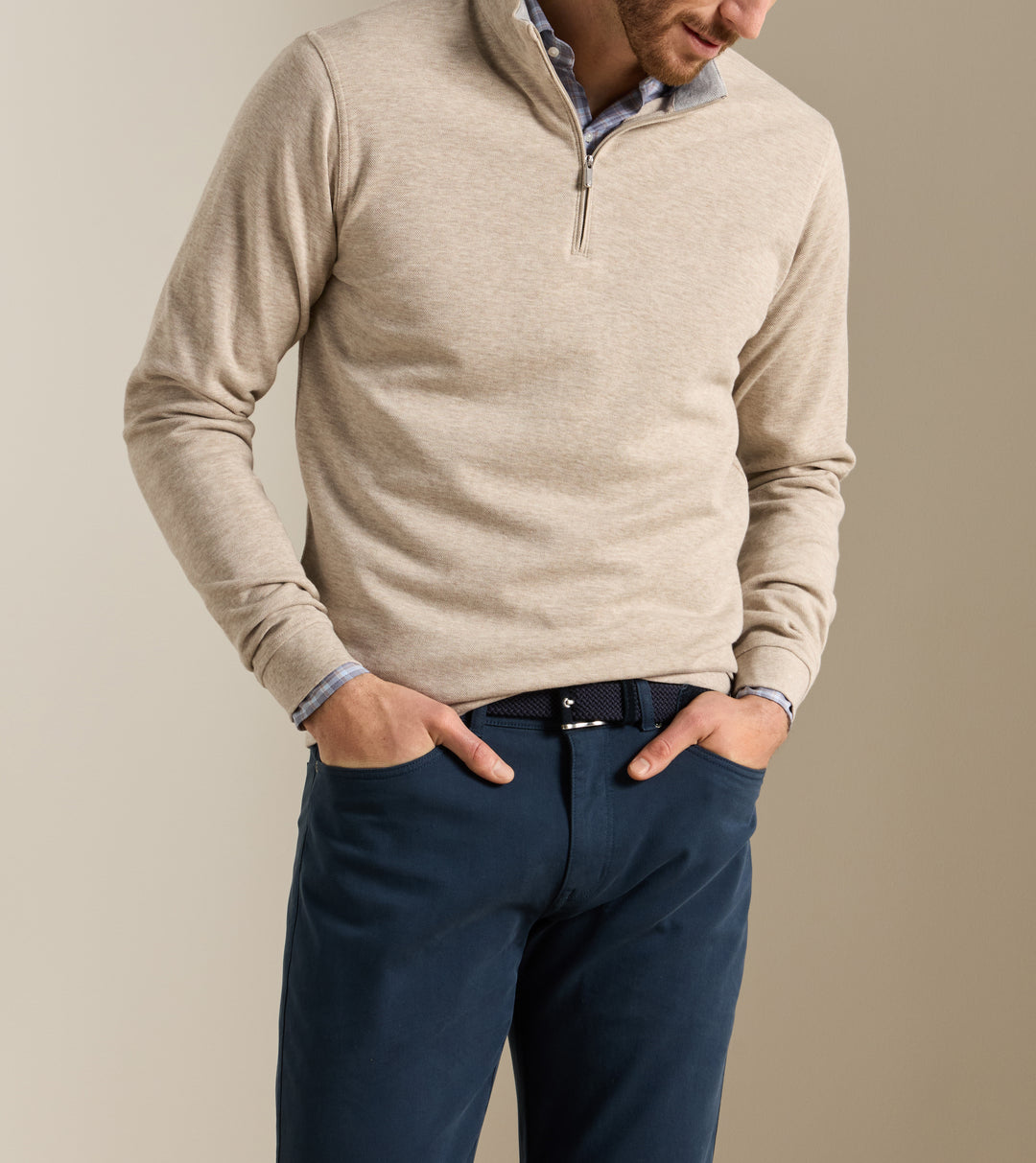 COMFORT 1/4 ZIP-MF26K49-STONE