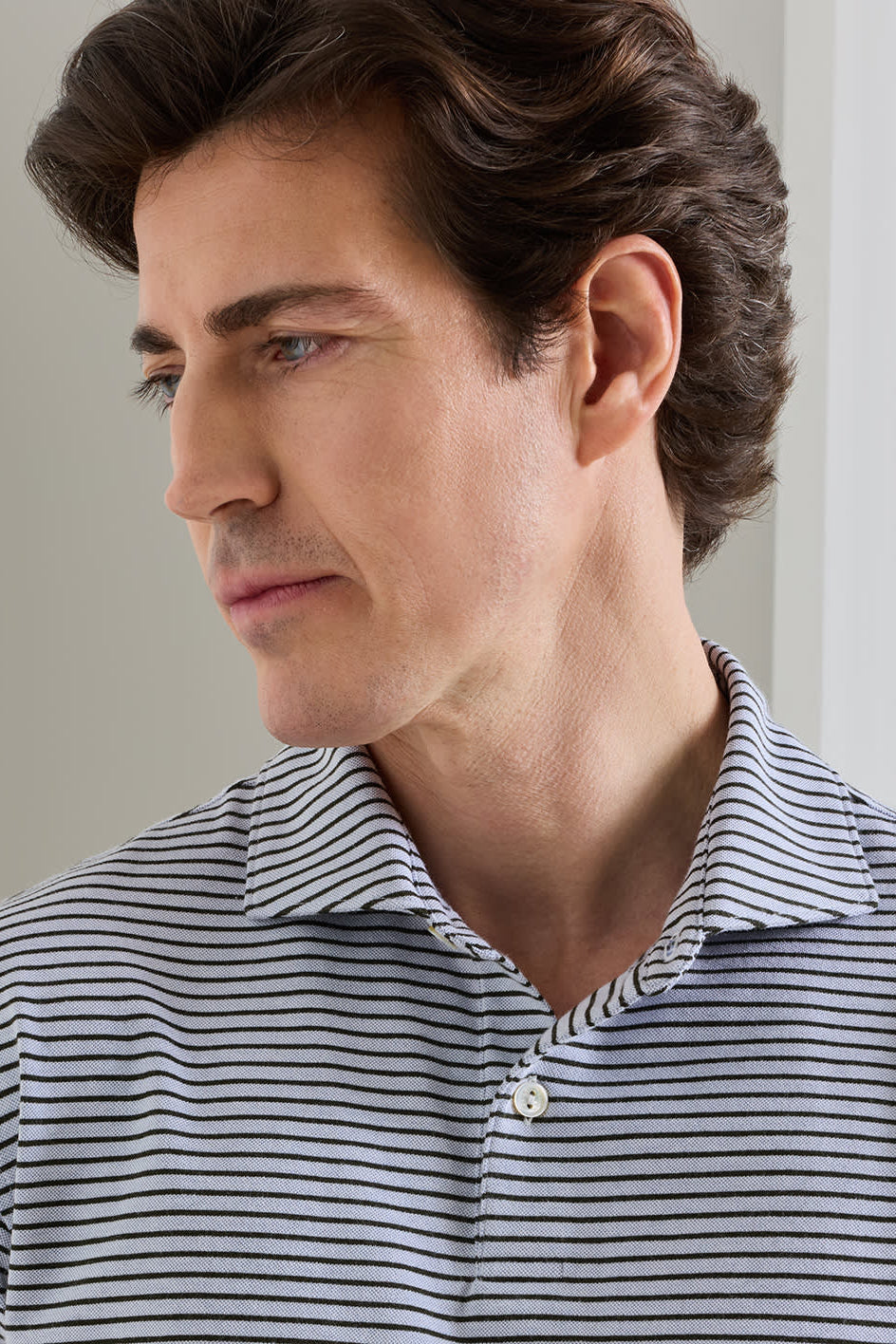 Albatross Cotton-Blend Polo-MF26XK56E-Windy Blue/Dark Olive