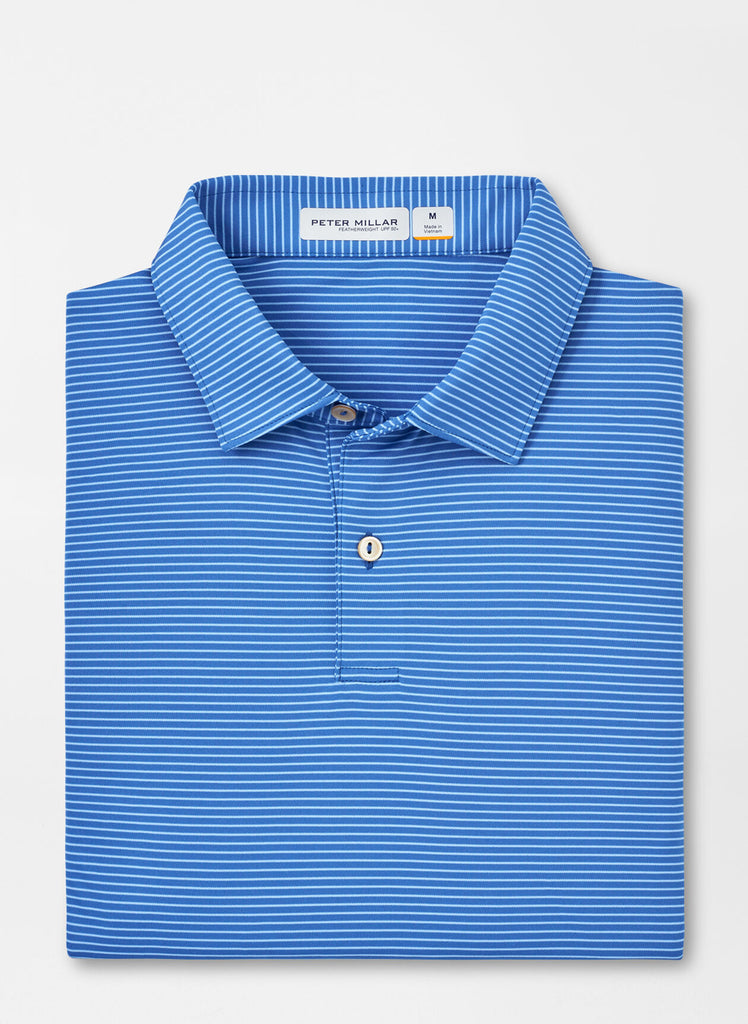 Featherweight Performance Stripe Polo In Cape Blue