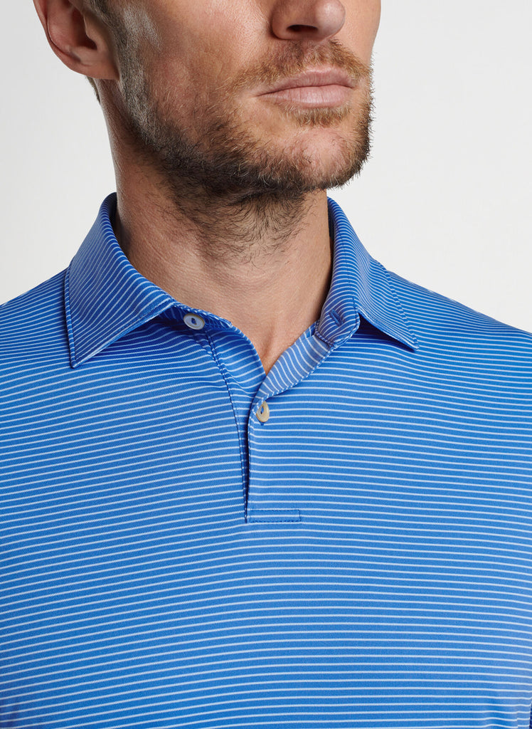 Featherweight Performance Stripe Polo In Cape Blue