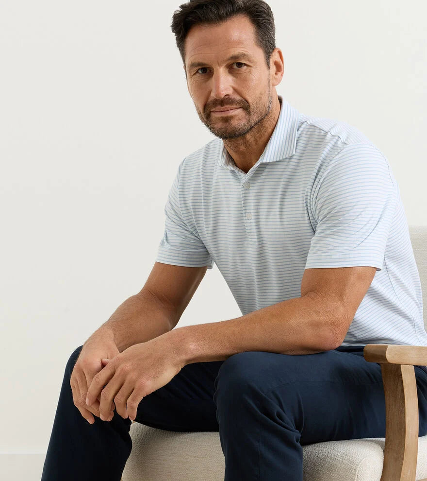 Gilman Stripe Cotton Flex Polo-MS26K53-White