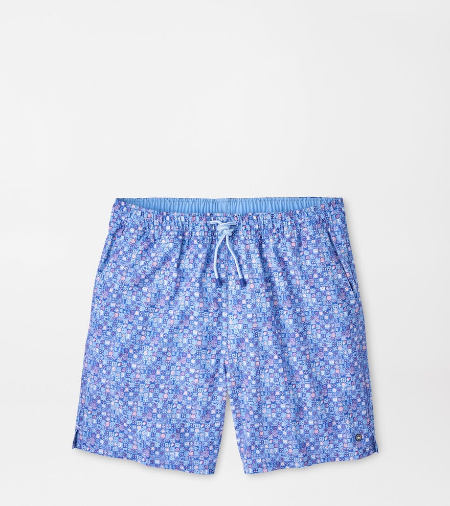 Santorini Tiles Swim Trunk-MS26P01-Cottage Blue