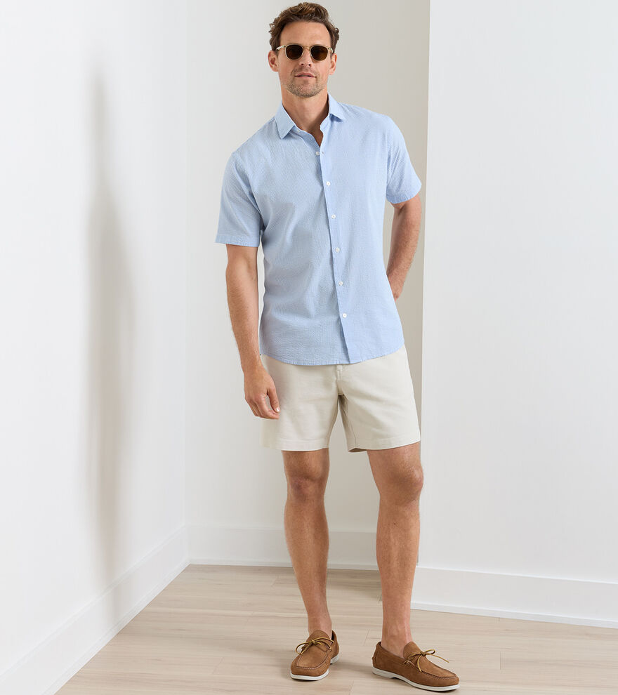 Coastal Stripe Cotton Lyocell Sport Shirt-Bluebird