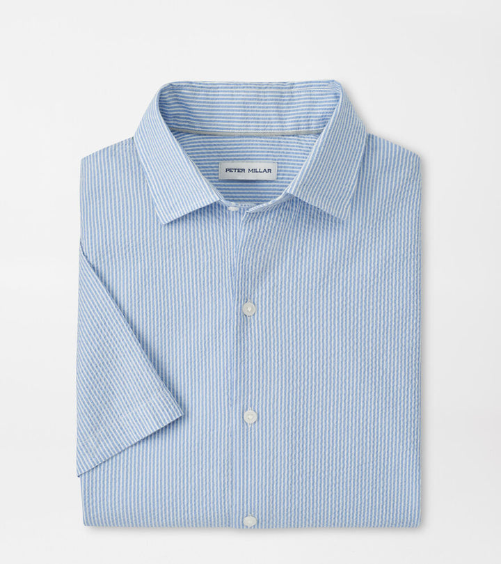 Coastal Stripe Cotton Lyocell Sport Shirt-Bluebird