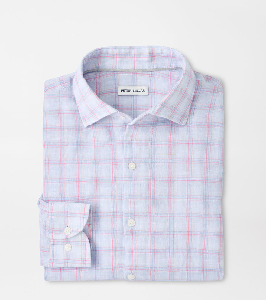 Frisbee Linen Sport Shirt-Stream Blue