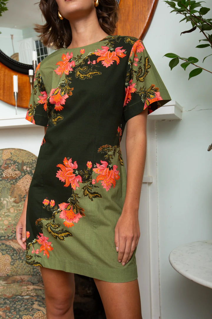 Monroe Dress Green/Mix Bloom