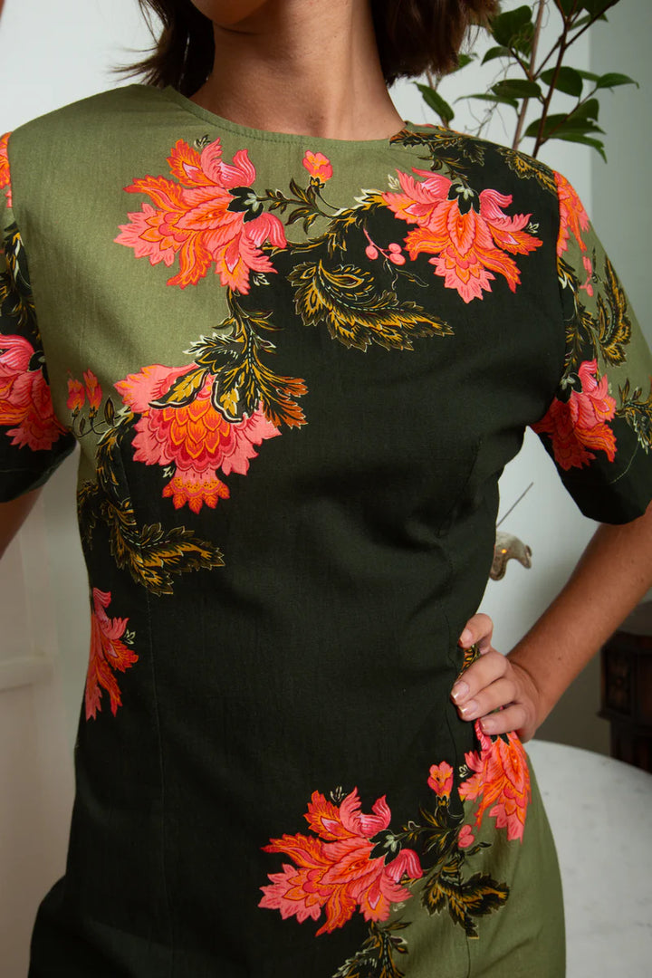 Monroe Dress Green/Mix Bloom