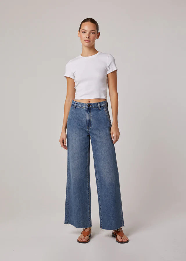 Powell High Rise Wide Leg Trouser Jeans - Medium Arno Wash