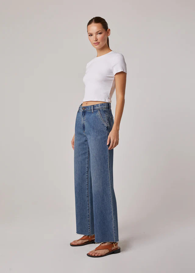 Powell High Rise Wide Leg Trouser Jeans - Medium Arno Wash