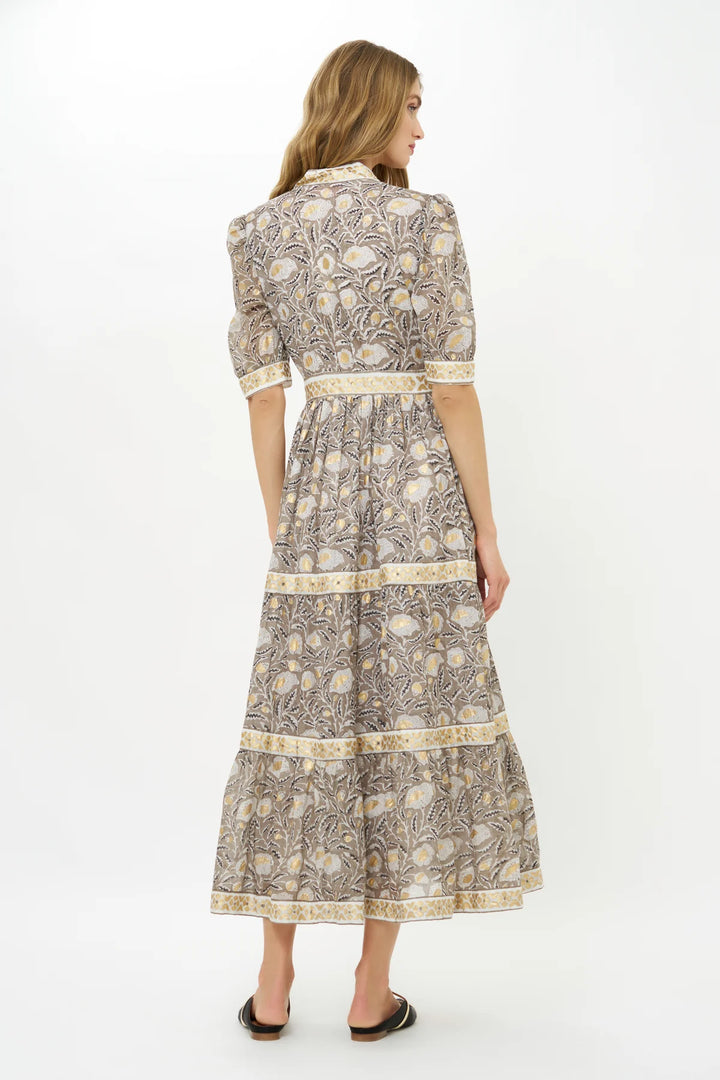 V-Neck Cuffed Maxi - Birch Taupe