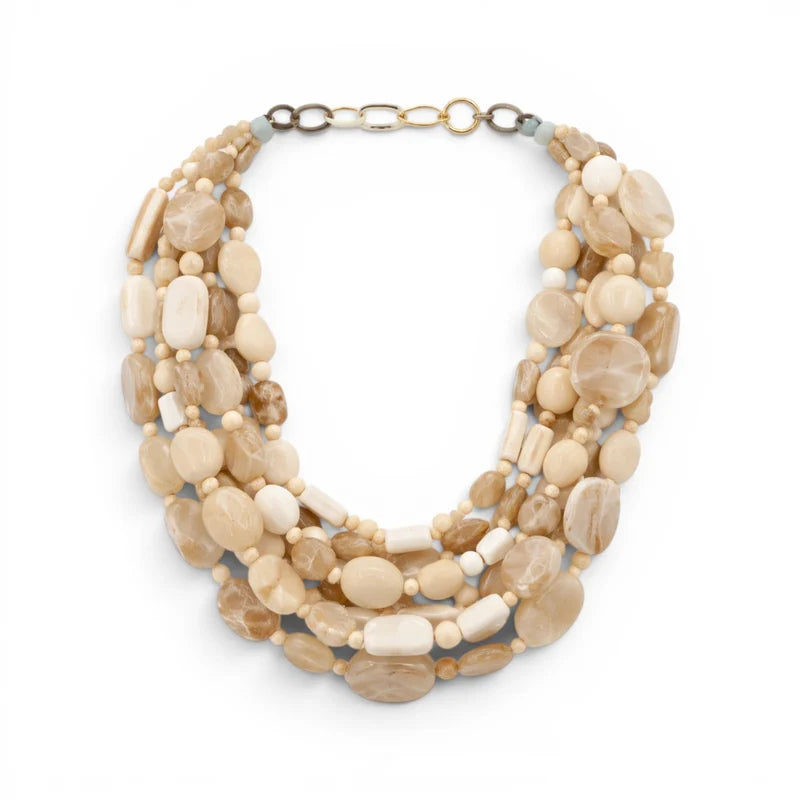 Multi Strand Resin Necklace - Ivory