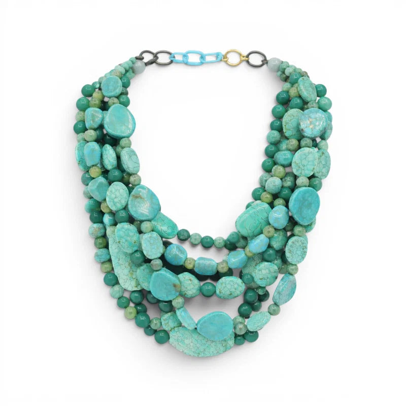 Multi Strand Resin Necklace - Turquoise