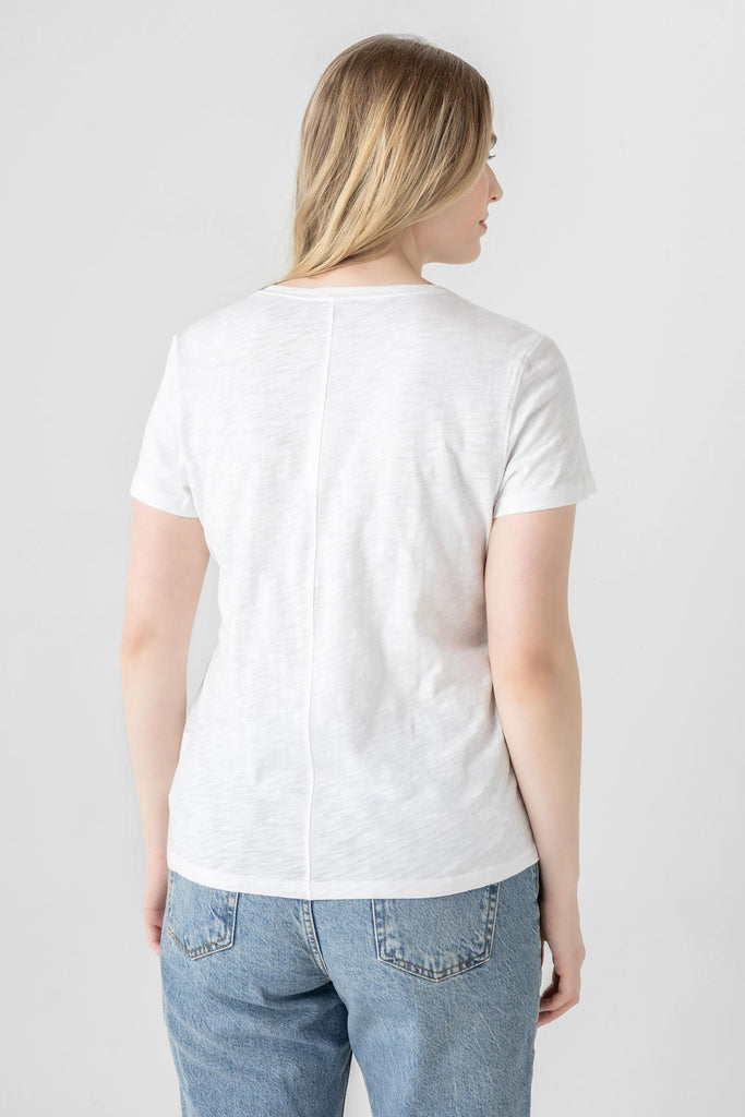 V-Neck Short Sleeve Back Seam Tee