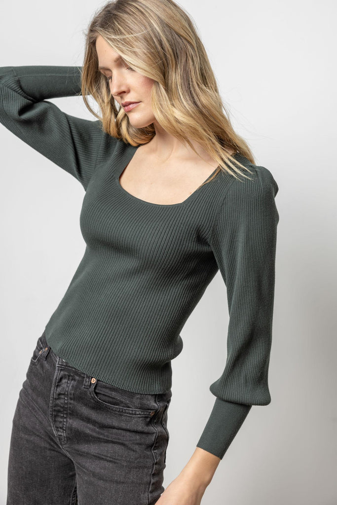 Full Sleeve Square Neck Sweater - Loden